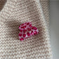Beau pink leopard print acetate hair clip with detailed view of pattern and colors
