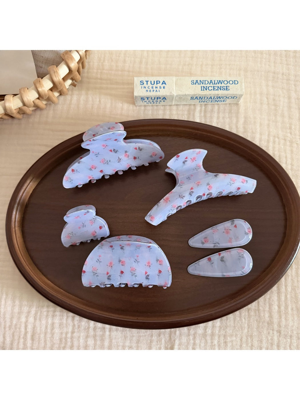 Close-up of Beau gentle blue hair clip showing smooth curved design