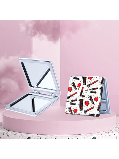Mirroray - Cartoon Print PU Folding Makeup Mirror