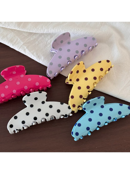 Beau - Polka Dot Fan Shape Resin Claw Clip