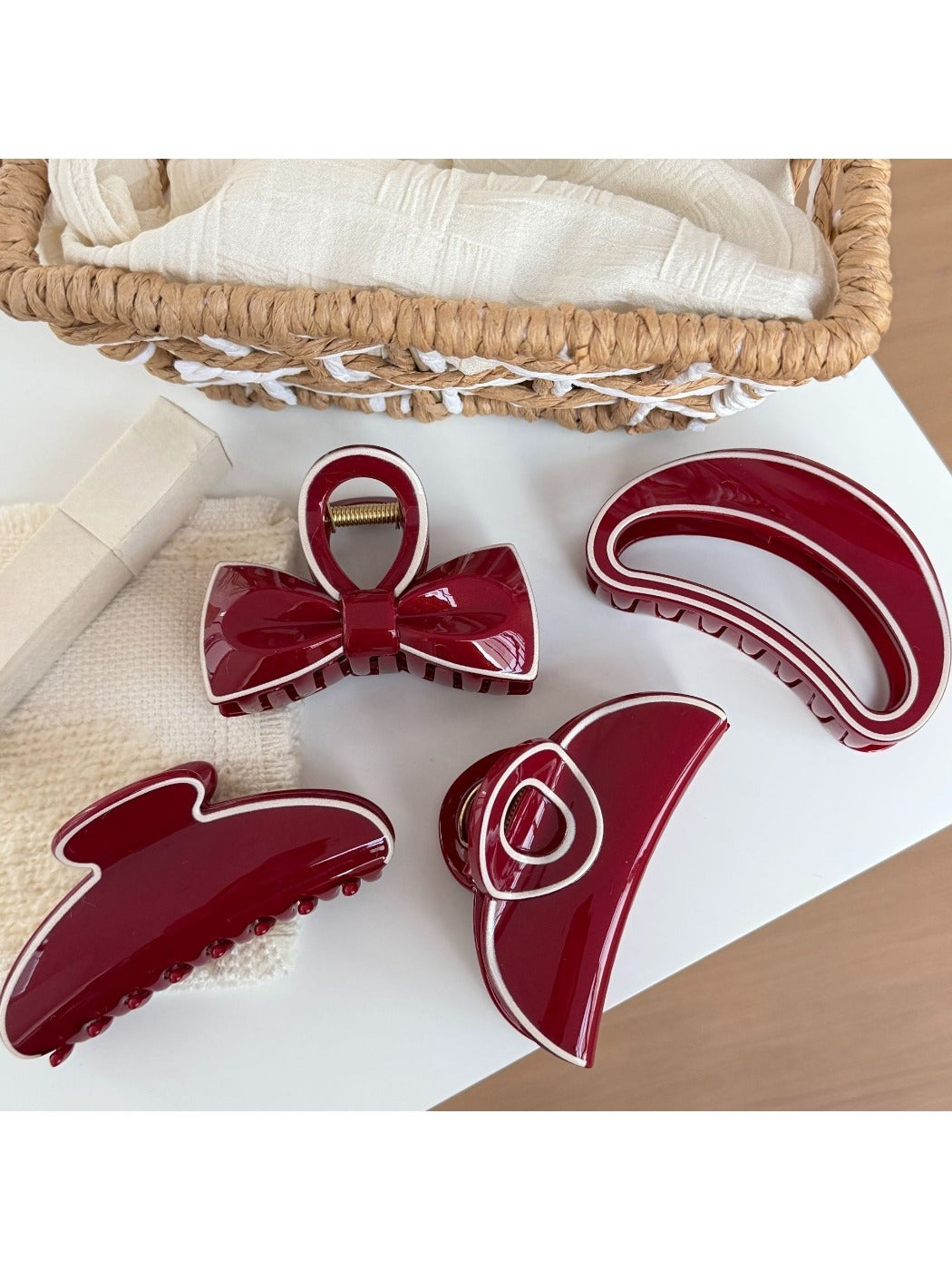 Beau - Red Irregular-Shaped Hair Clip