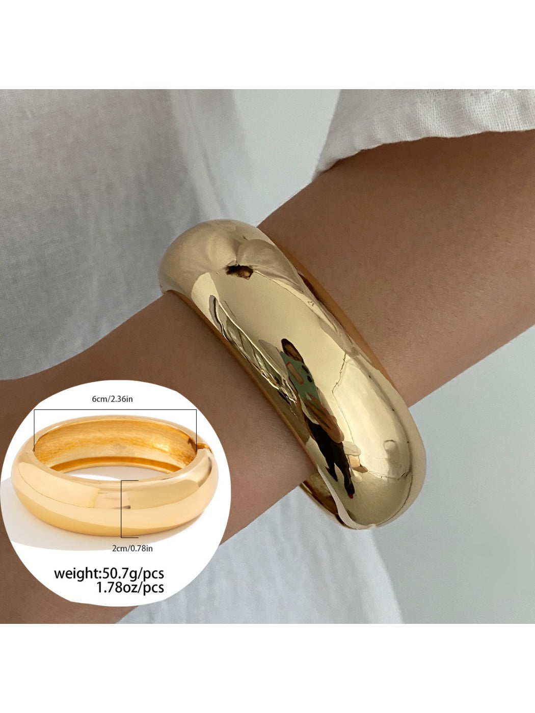 Side view of Lovra polished bracelet highlighting its slim and elegant profile
