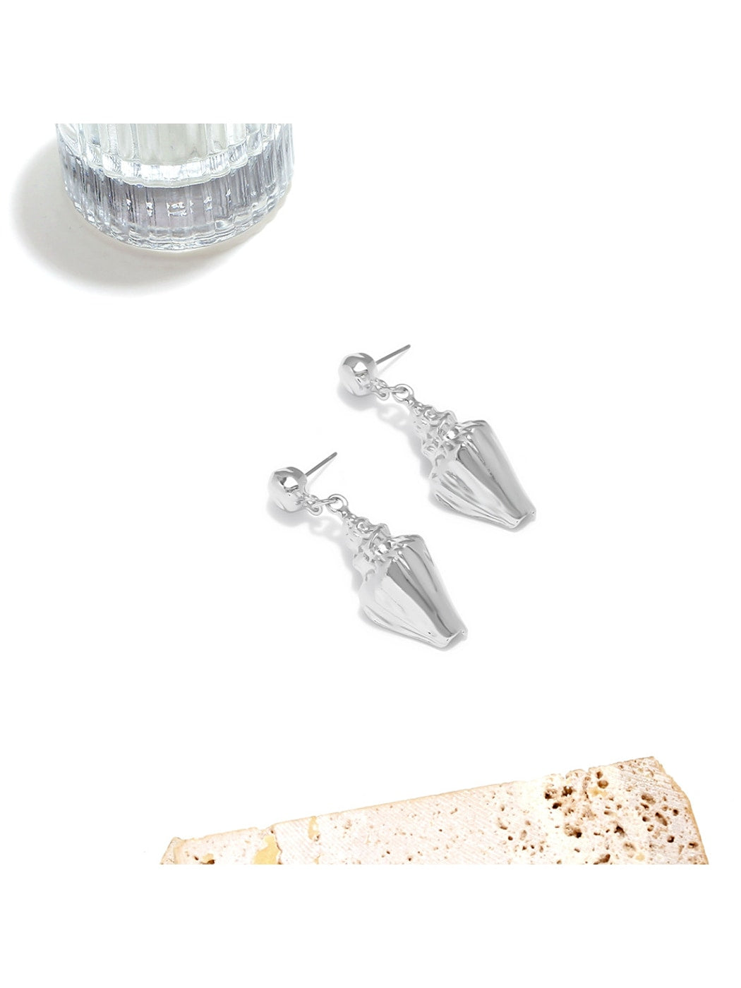 Earedge - Gold Tone Ocean Shell Statement Dangle Earrings