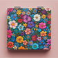 Mirroray - Floral Print Foldable PU Glass Makeup Mirror