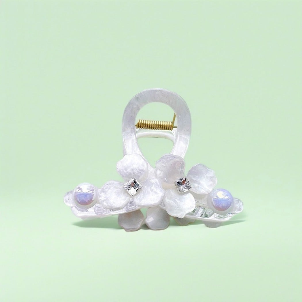 Beau - Floral Pearl Hair Claw Clips