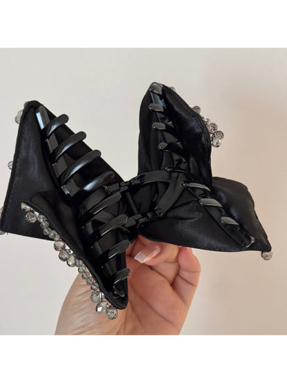 Beau - Satin Look Beaded Triangle Claw Clip