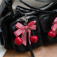 Keypus - Cherry Bow Bag Charm Keychain with Lace Detail