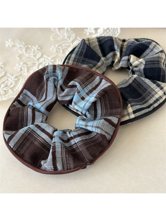 Gifty - Temperament Plaid Embroidery Scrunchie
