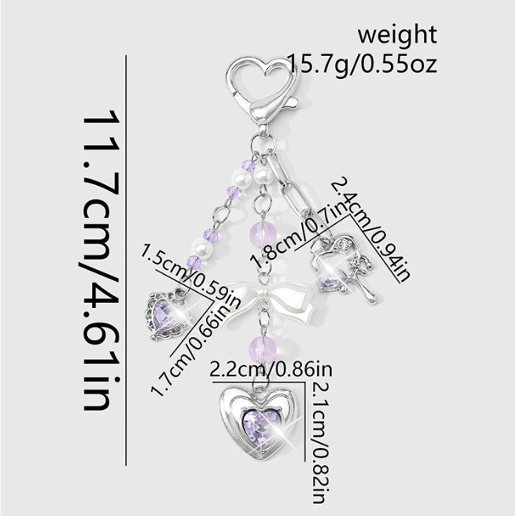 Keypus - Butterfly and Heart Charm Chain Keychain