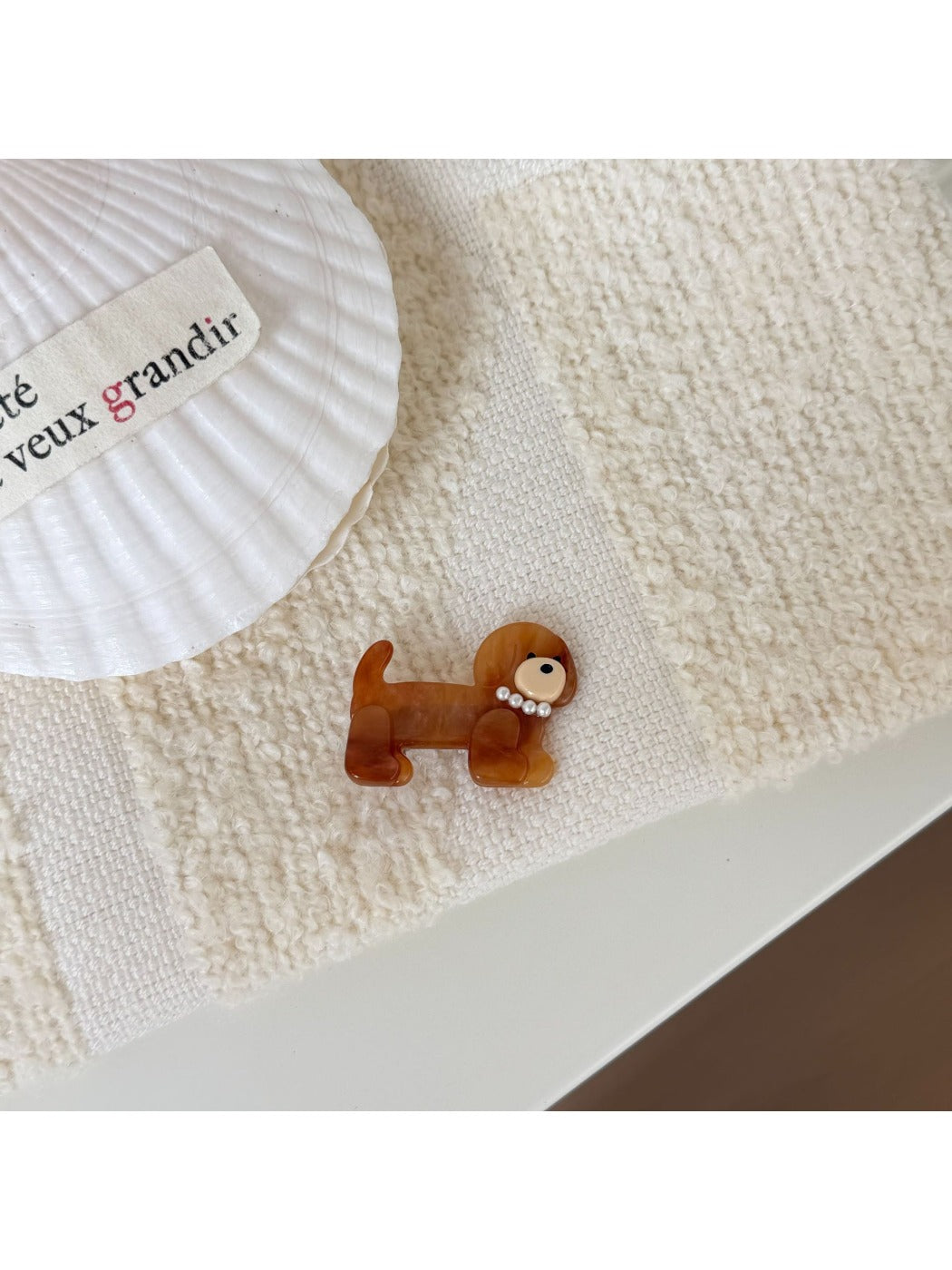 Beau - Sweet Dog Design Acetate Duckbill Hair Clip
