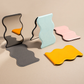 Wavy folding mirror, open and closed views