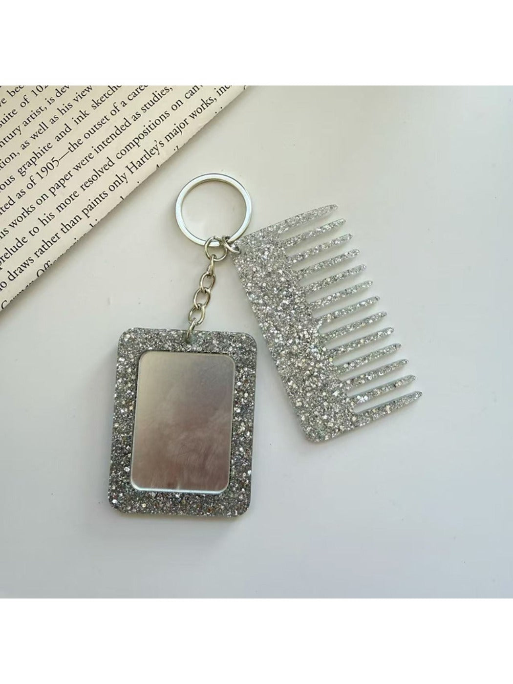 Keypus - Rectangular Glitter Comb Keychain