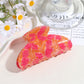 Beau - Half Circle Flower Print Painted Hair Claw Clip