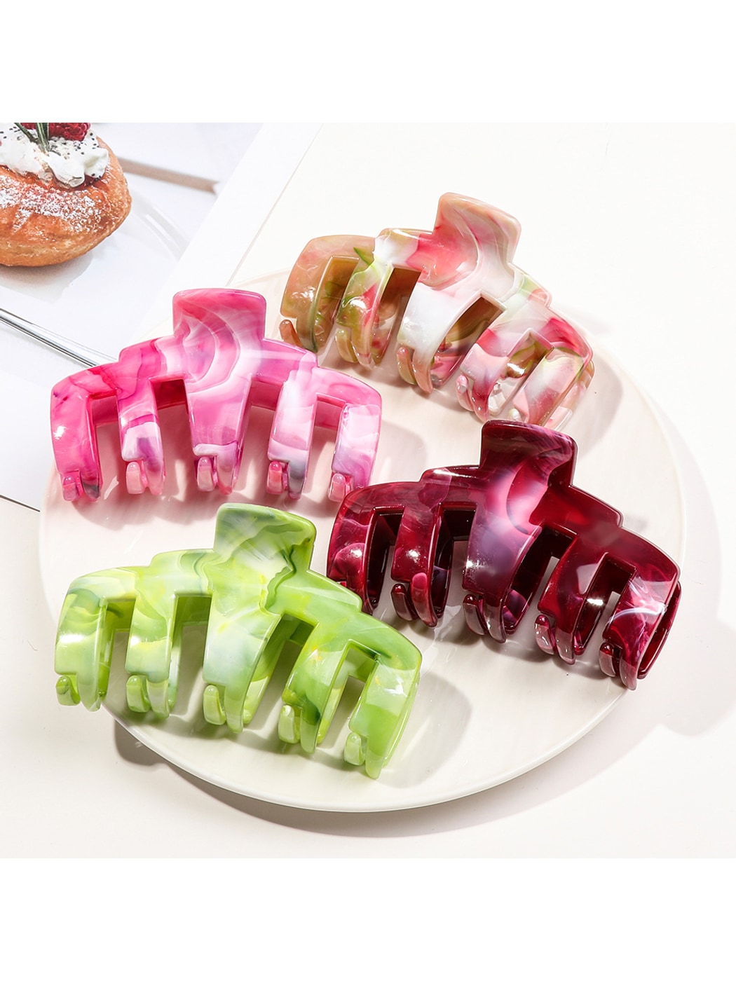 Beau - Geometric Marbled PS Alloy Hair Claw Clip