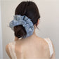 Gifty - Blue Wash Print Polyester Scrunchie Hair Tie