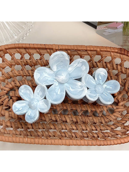 Beau - Marbled Flower Plastic Floral Hair Claw Clip