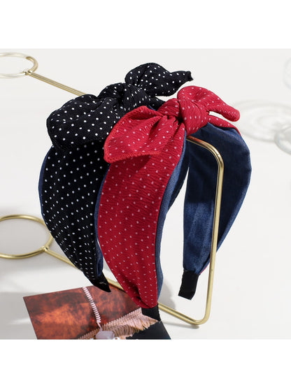 Gifty - Polka Dot Bow Wide Fabric Fashion Headband