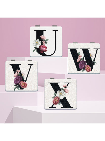 Mirroray - Floral Letter Design Folding Makeup Mirror