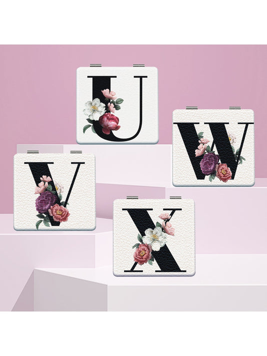 Mirroray - Floral Letter Design Folding Makeup Mirror