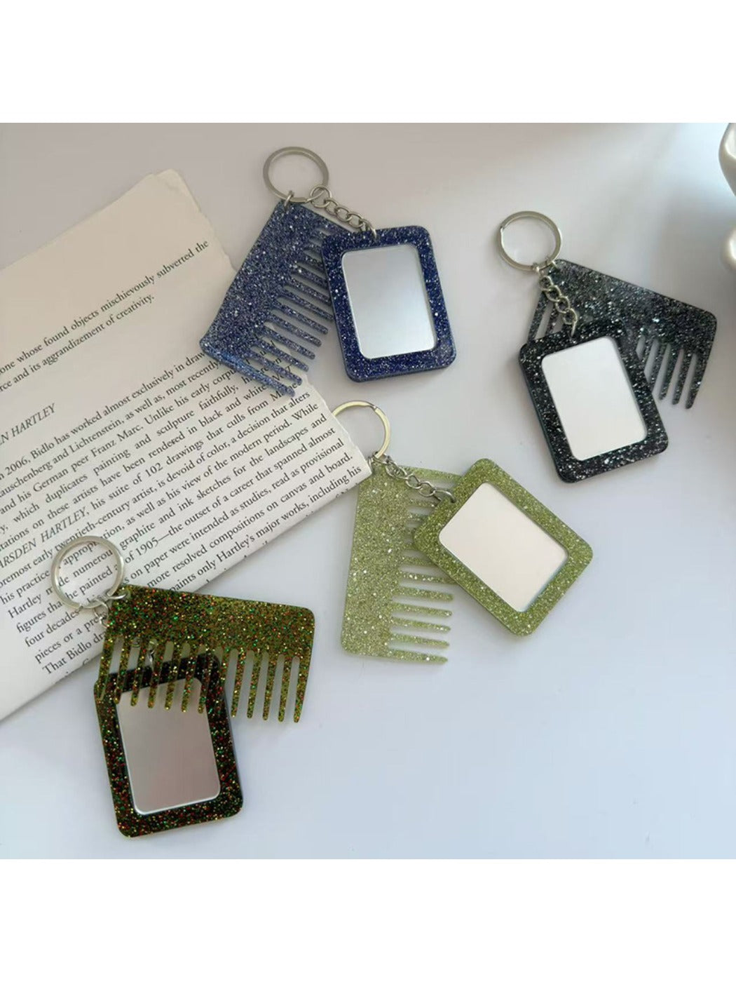 Keypus - Rectangular Glitter Comb Keychain