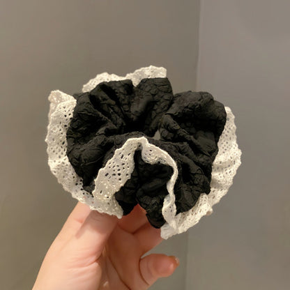 Gifty - Retro Lace Ruffle Fabric Hair Scrunchie