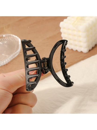Beau - Leopard Print Openwork Half Circle Claw Clip