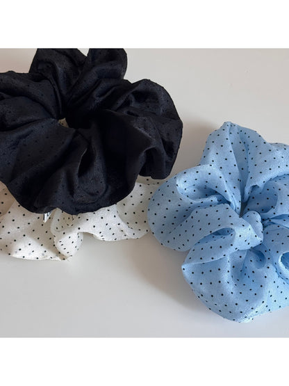 Gifty - Ruched Polka Dot Polyester Scrunchie