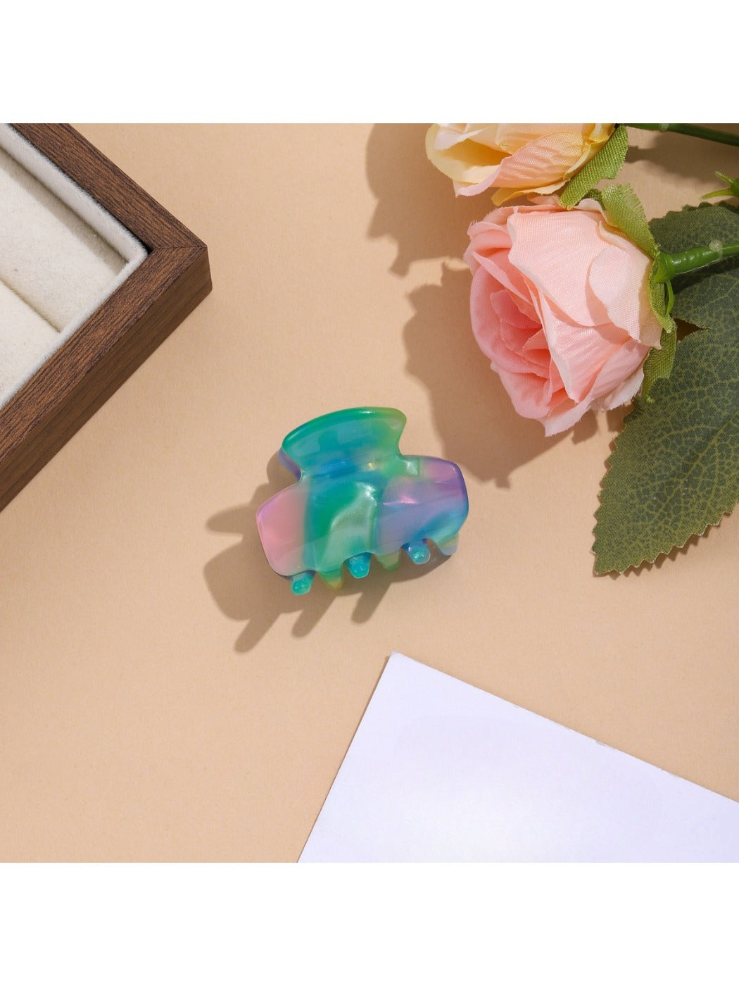 Beau vibrant acetate hair clip with vibrant color variations in acetate material