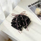 Beau - Layered Bow Floral Pattern Ponytail Claw Clip