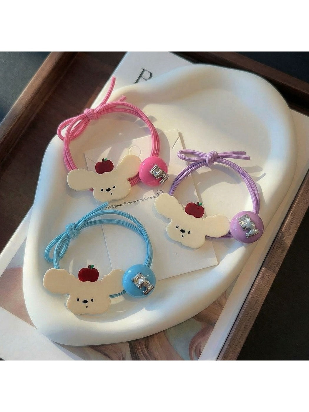 Gifty - Cute Dog Motif Elastic Beaded Hair Tie