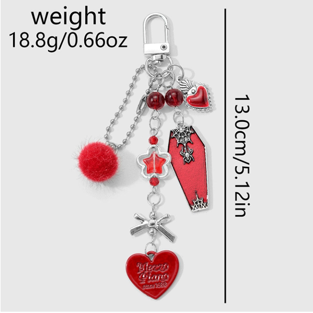Keypus - Halloween Bat Cross Heart Charm Keychain