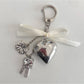 Keypus - Silver Tone Heart Bow Alloy Bag Charm Keychain