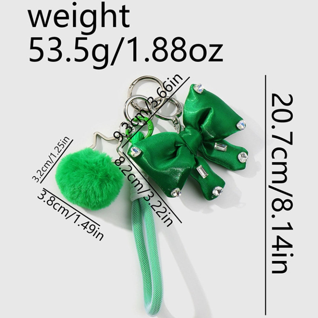 Keypus - Green Pom Pom Bow Turtle Keychain