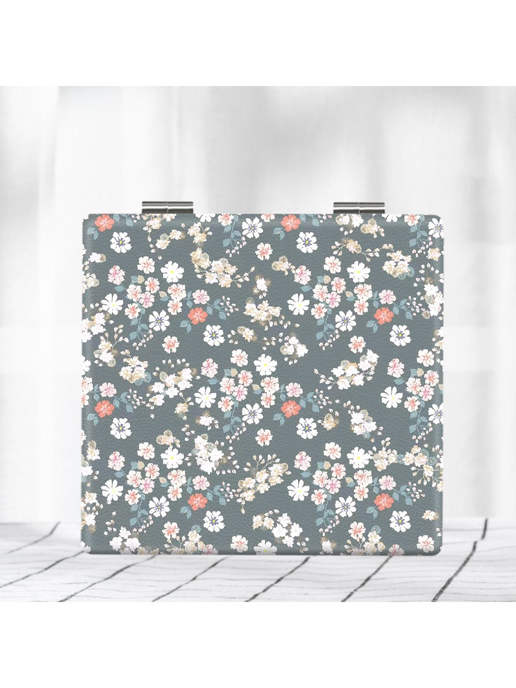 Mirroray - Square Floral Pattern Portable Makeup Mirror