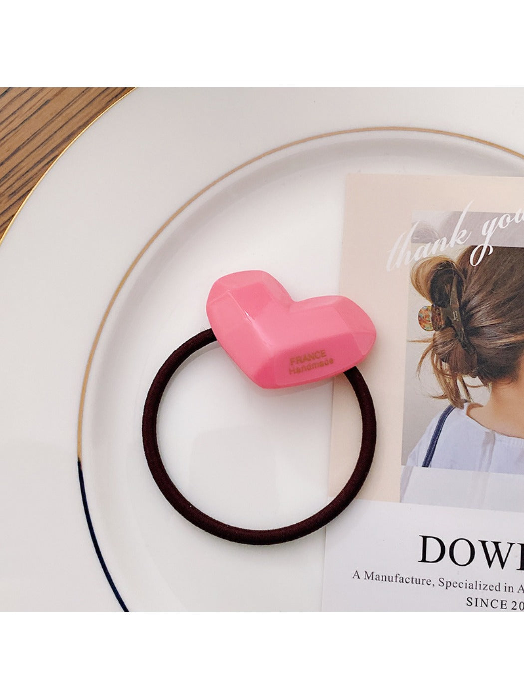 Gifty - Candy Color Heart Acetate Hair Ties Ponytail