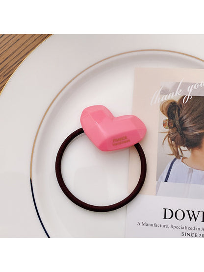 Gifty - Candy Color Heart Acetate Hair Ties Ponytail