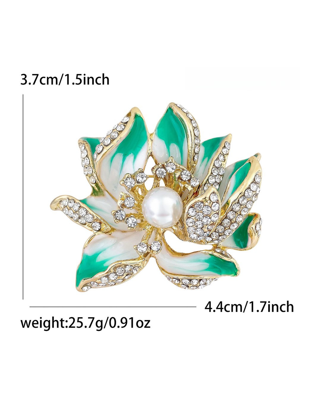 Brovia - Enamel Lotus Flower Alloy Brooch Pendant