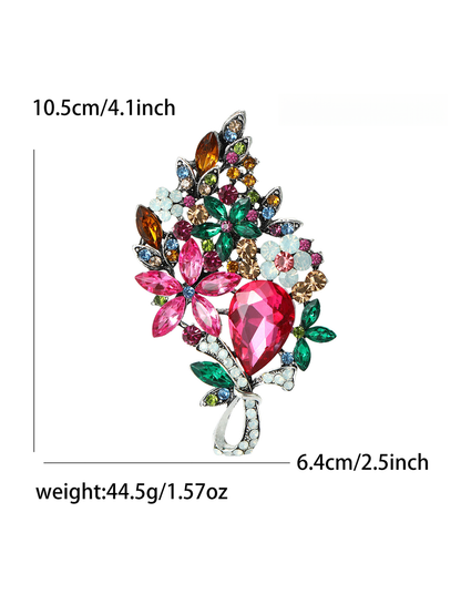 Brovia - Vintage Rhinestone Large Alloy Brooch