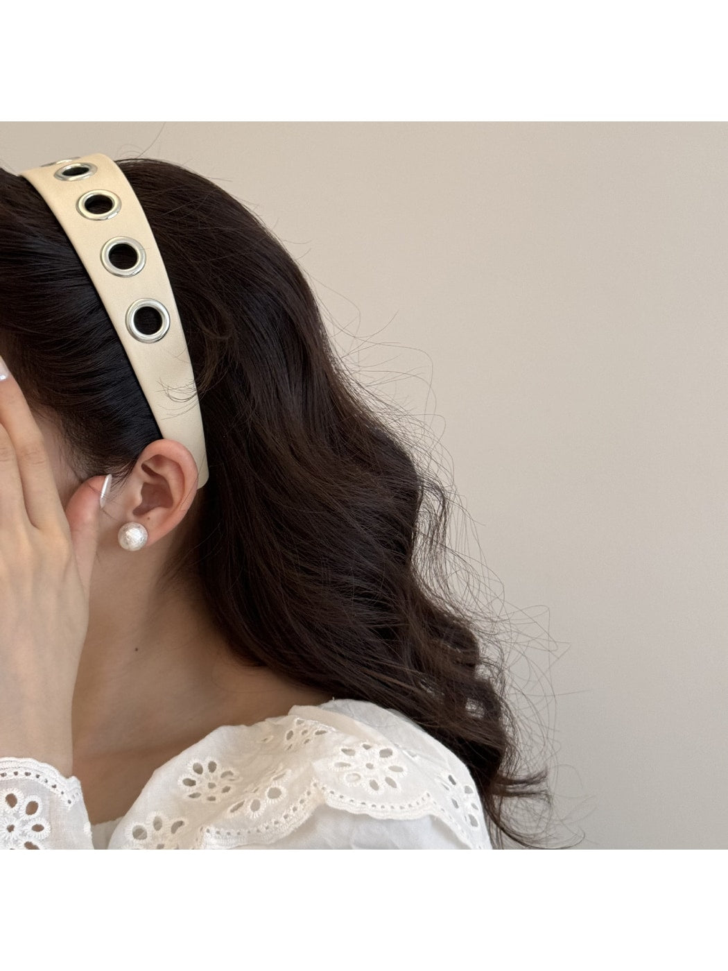 Gifty - Simple Punk Style PU Leather Alloy Detail Headband