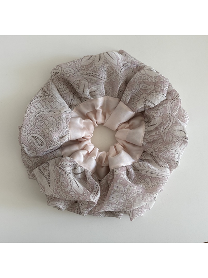 Gifty - Ruffled Layered Satin Spliced Hair Scrunchie