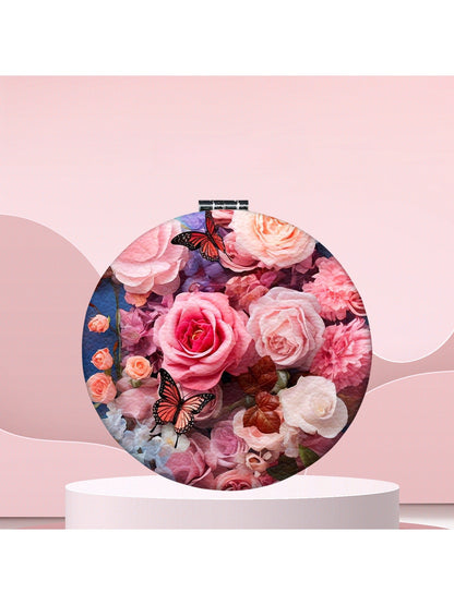 Mirroray - Floral Print Foldable Handheld Tabletop Mirror
