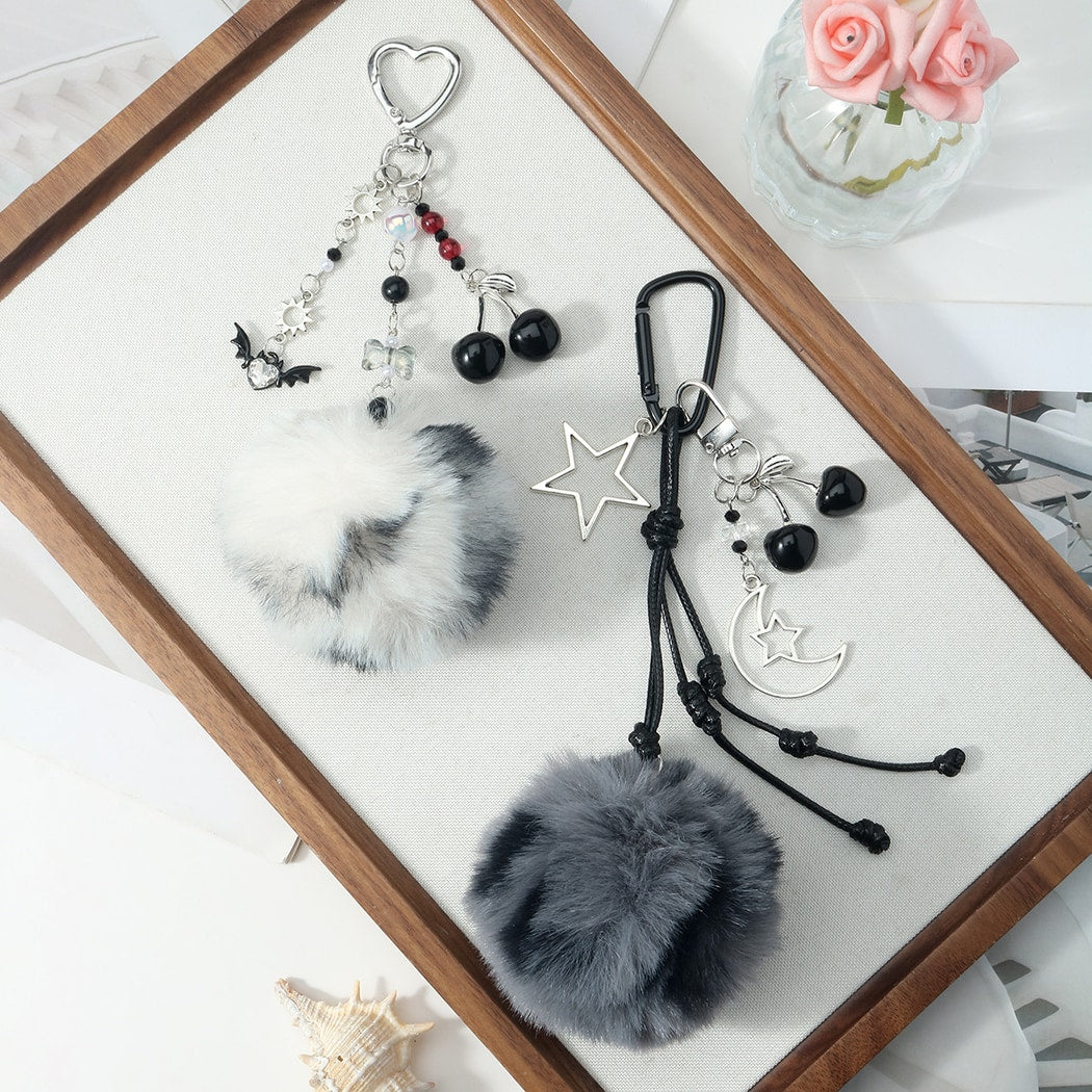 Keypus - Y2K Sweet Pom Pom Cherry Keychain