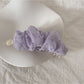 Gifty - Purple Floral Ruffle Trim Fabric Scrunchie