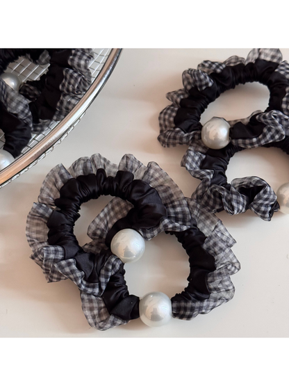 Gifty - High Stretch Plaid Ruffled Scrunchie