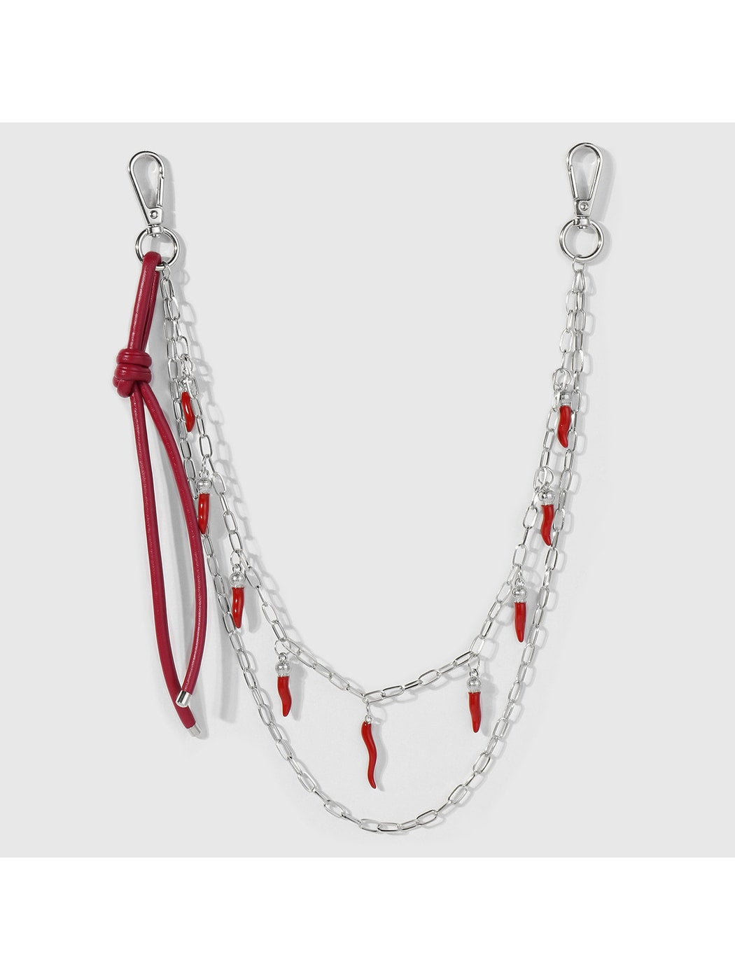 Keypus - Y2K Silver Chain Chili Charm Keychain