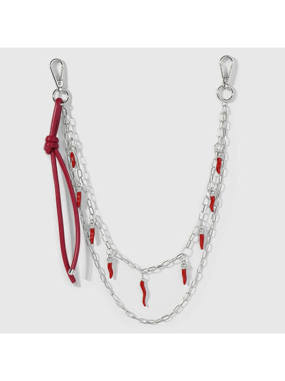 Keypus - Y2K Silver Chain Chili Charm Keychain