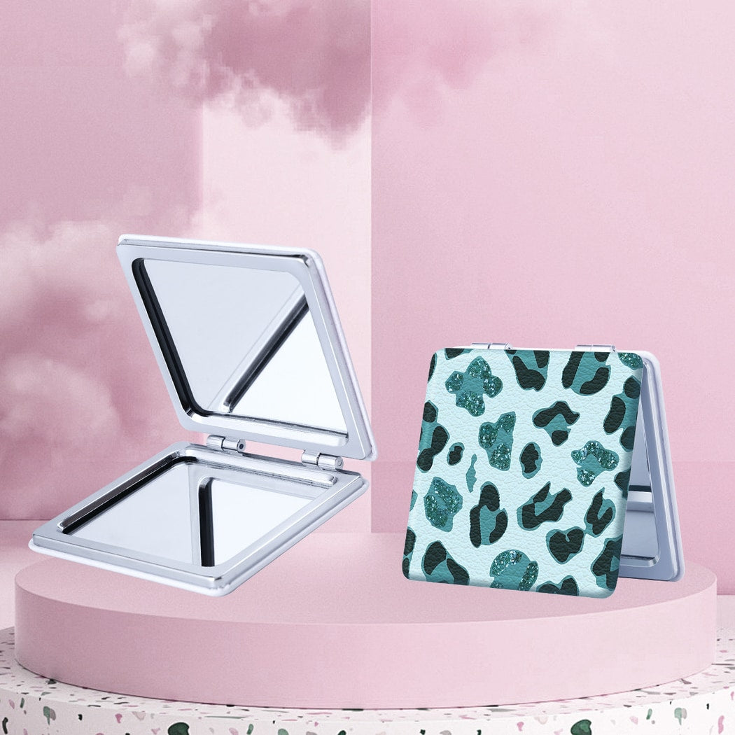 Mirroray - Y2K Leopard Print Folding Compact Makeup Mirror