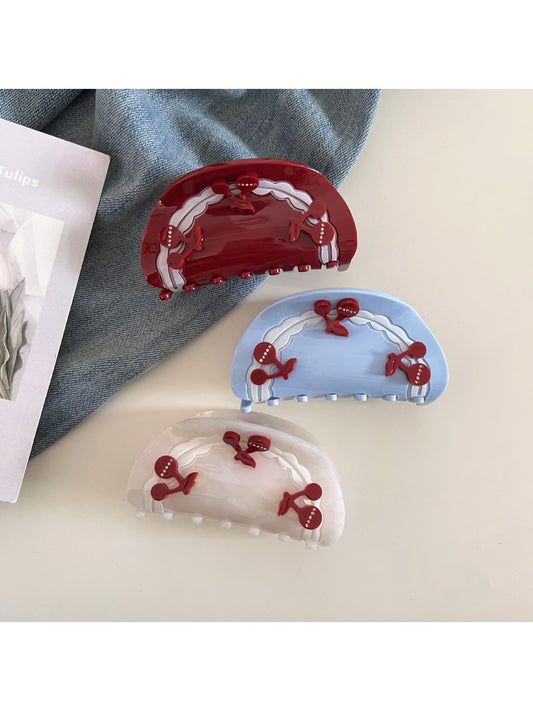 Beau - Adorable Half Round Cherry Themed Claw Clip