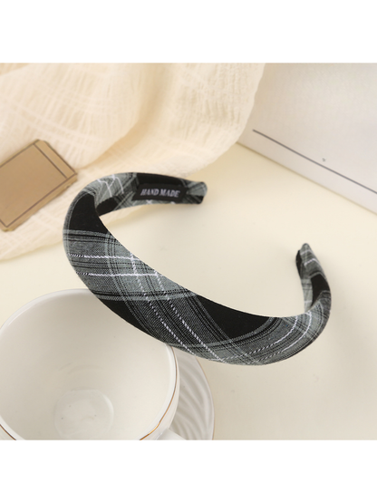 Gifty - Retro Plaid Fabric Wrapped Wide Headband
