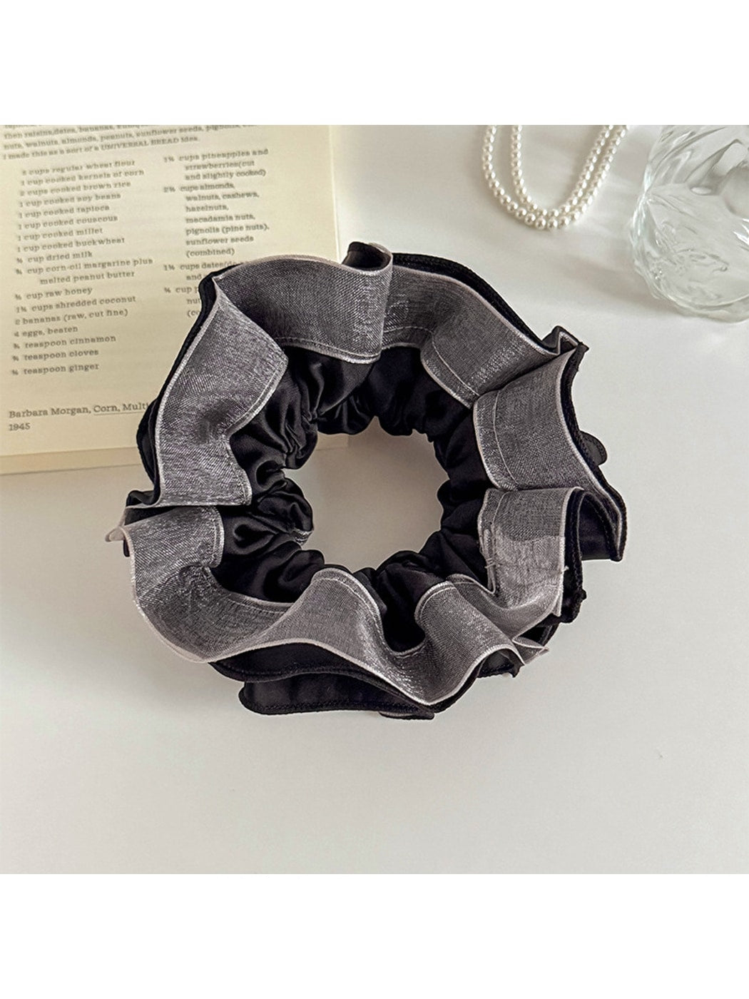 Gifty - Satin Look Mesh Patchwork Ruched Scrunchie